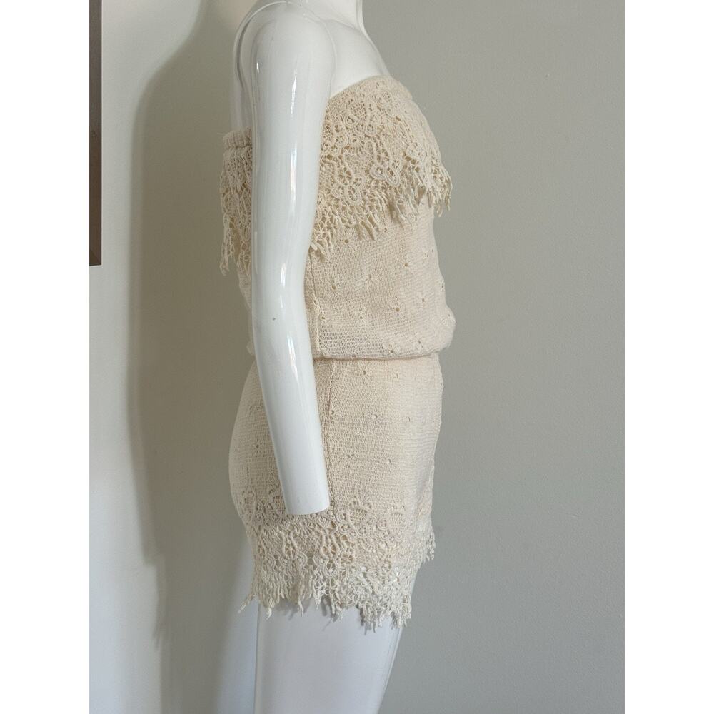 Jolt Women’s Strapless Crochet Lace Romper Cream Boho Beach Resortwear Size S - Picture 2 of 16